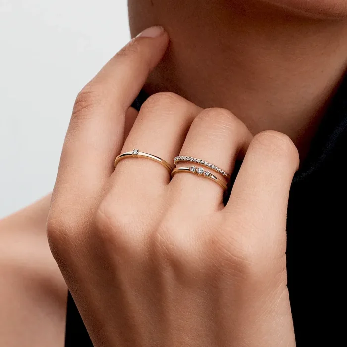 Pandora Era 14k Gold Lab-grown Diamond Half Eternity Pavé Band Ring - Image 4