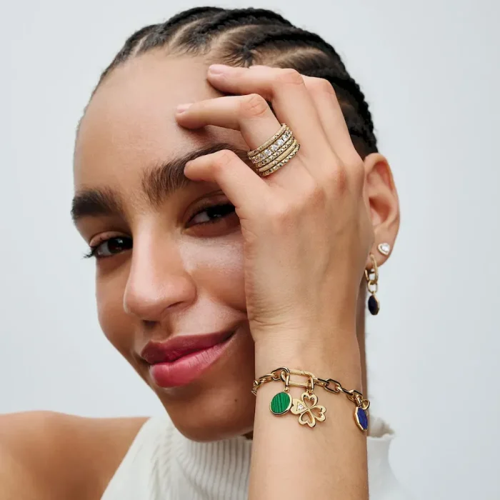 Sparkling Elevated Heart Stud Earrings - Image 3