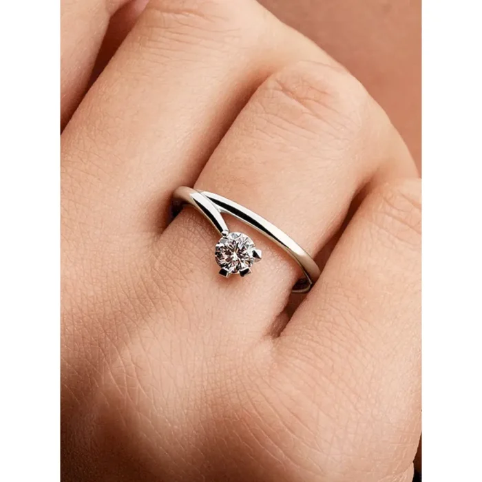 Pandora Nova 14k White Gold Lab-grown Diamond Asymmetric Ring - Image 2
