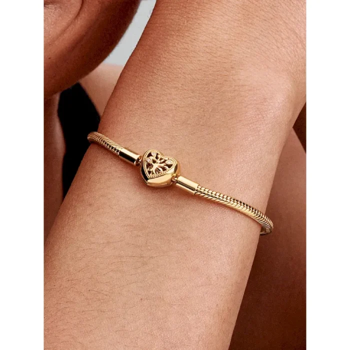 Family Tree Heart Clasp Snake Chain Bracelet - Image 2