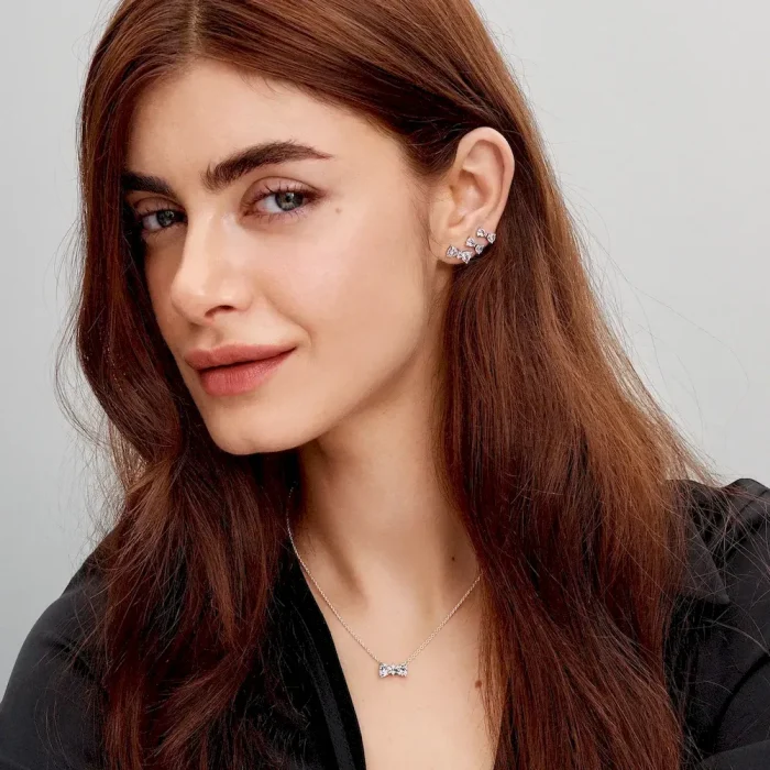 Sparkling Small Bow Stud Earrings - Image 4