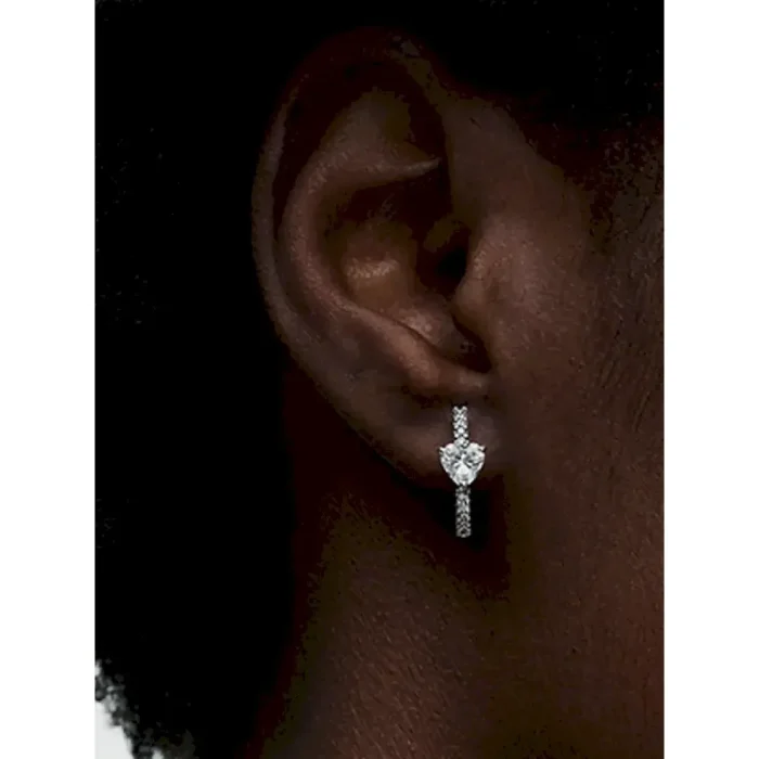 Sparkling Heart Hoop Earrings - Image 2
