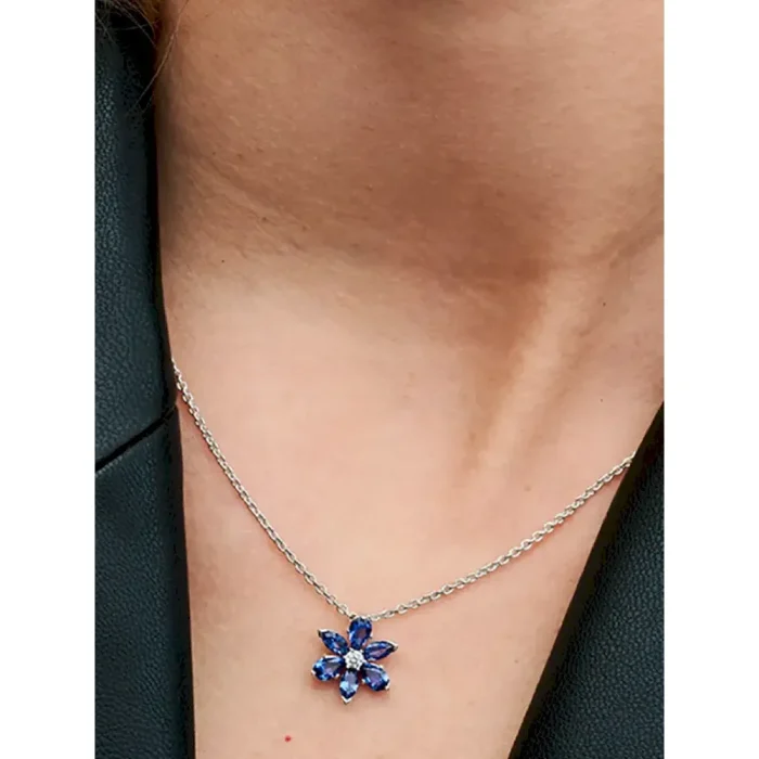 Sparkling Blue Herbarium Cluster Pendant Necklace - Image 2