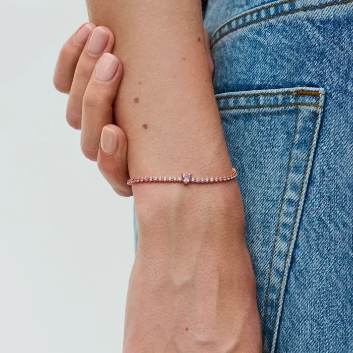 Sparkling Heart Tennis Bracelet - Image 3