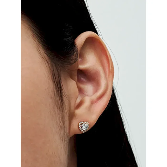 Sparkling Elevated Heart Stud Earrings - Image 2
