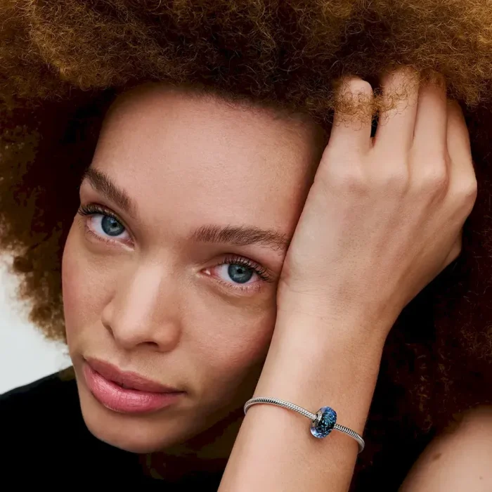 Wavy Dark Blue Murano Glass Ocean Charm - Image 3