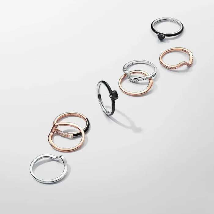 Pandora ME Pavé Red and Black Ring Set - Image 13