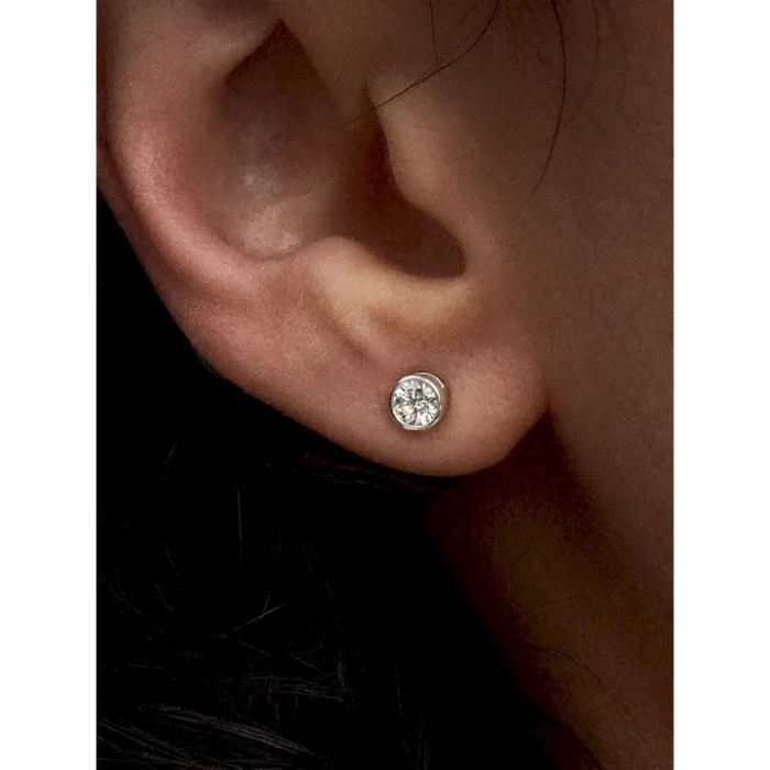 Pandora Era Bezel Sterling Silver Lab-grown Diamond Earrings - Image 2