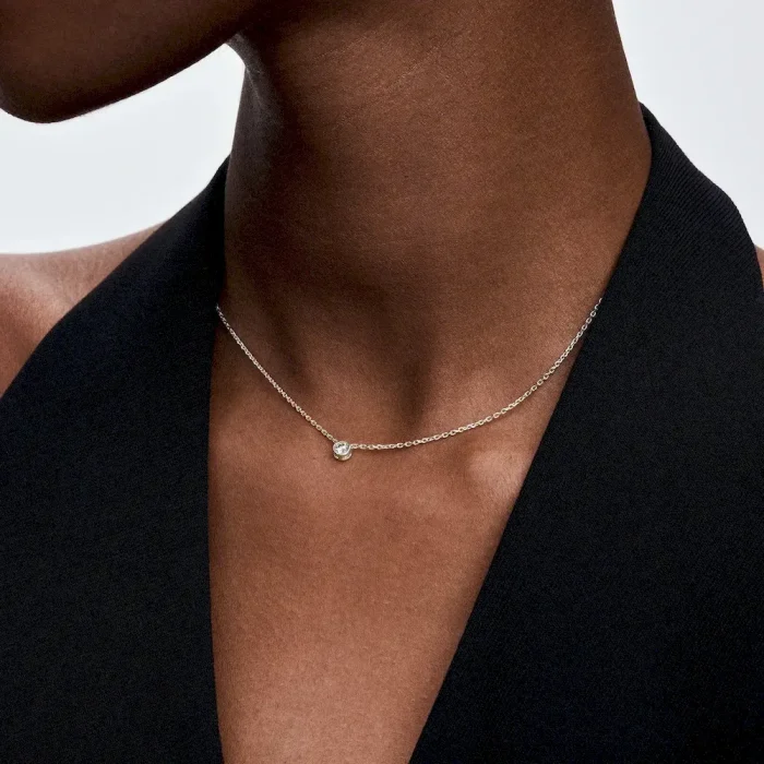 Pandora Era Bezel Sterling Silver Lab-grown Diamond Pendant Necklace - Image 3