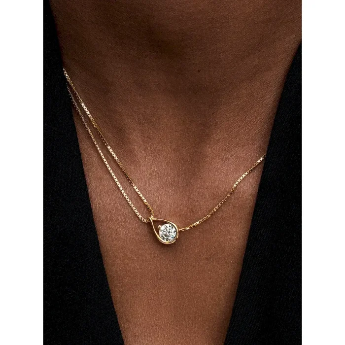Pandora Infinite 14k Gold Lab-grown Diamond Double Chain Collier Necklace - Image 2